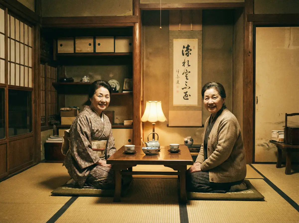 两位优雅的 芒果视频-官方正版高清|免费高清视频|每日热门推荐 在日式茶室中品茶交谈